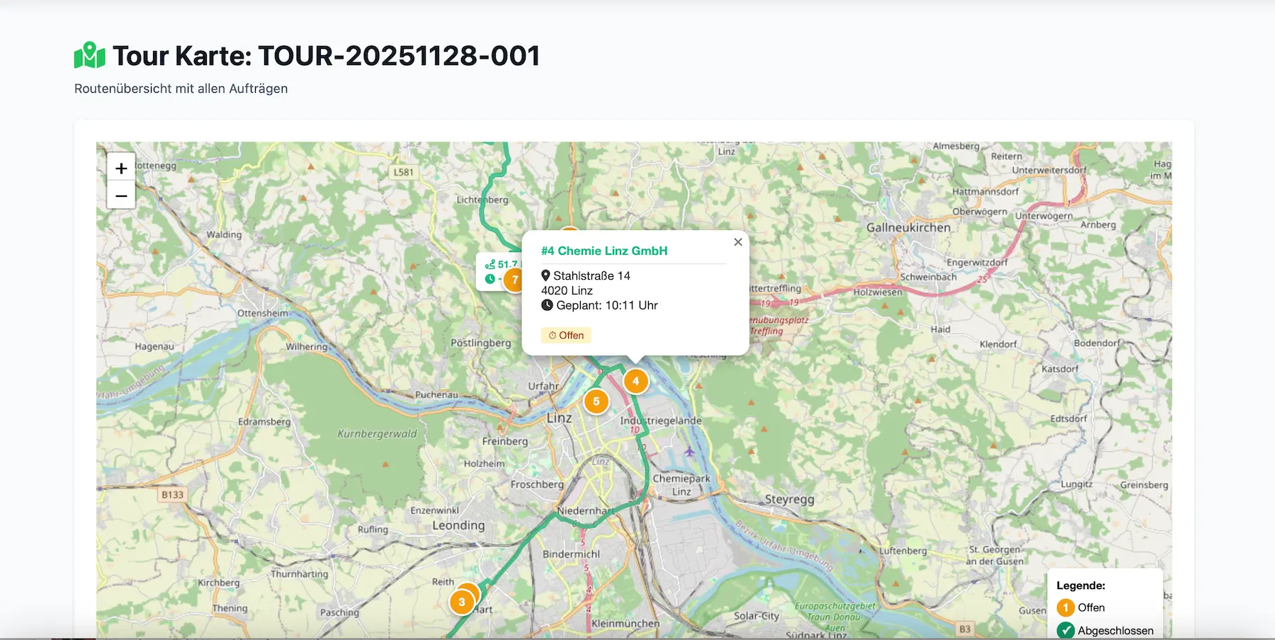 Tourenplanung und Ressourcenmanagement – Softwarebeispiel